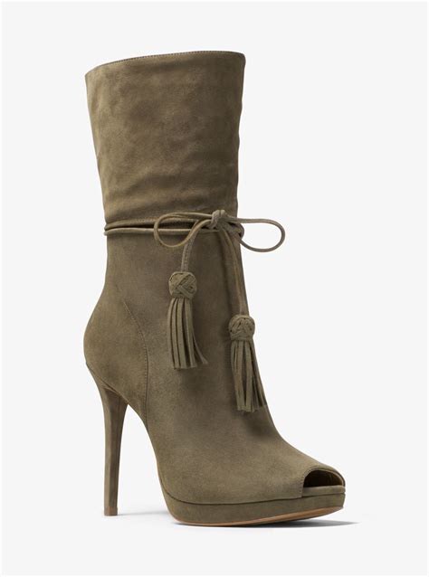 michael michael kors rosalie suede open toe mid calf boot|Boots Michael Kors .